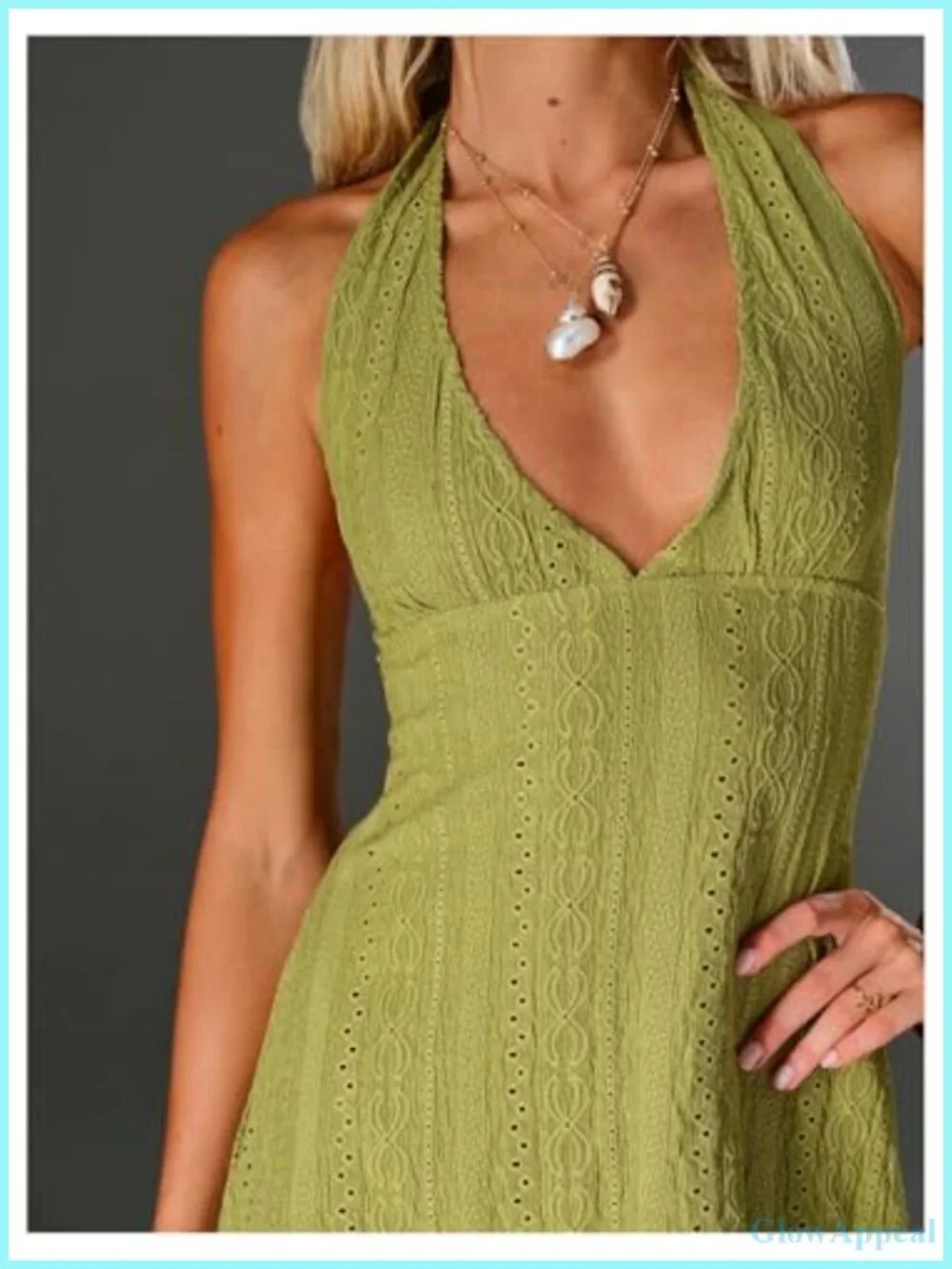 Deep V Neck Halter Mini Dress Sleeveless Open Back A-Line Summer Beach Dress